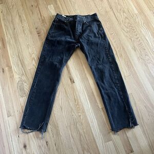 Levi's Black Cotton 505 Straight Leg Mid Rise Denim Mens Jeans Size 33 x 34